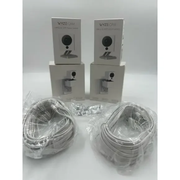 Set of 2 Wyze Cam WYZEC2 Wireless Indoor Smart Home Camera w Stand & Power Cords - Picture 1 of 6